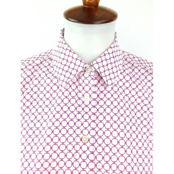 Talbots button Front Flouse Pink Geometric Sz 4P - Picture 2 of 8
